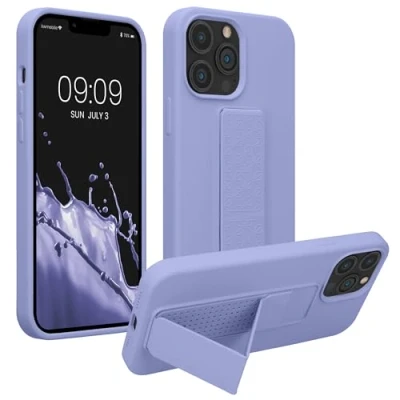 Immagine di kwmobile 1x Custodia Compatibile con Apple iPhone 13 Pro Max Cover Supporto Dita Back Case per Smartphone Protezione Gommata lavanda