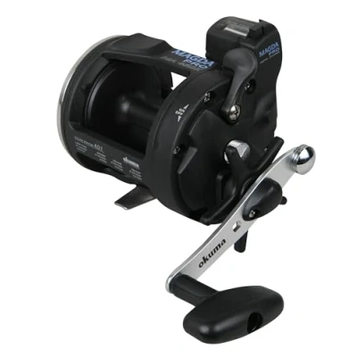 Immagine di Okuma Magda Pro Line Counter Levelwind Mulinello da traino, Unisex Adulto, Contatore Linea Traina, MA 20DLX (Left Handed), Nero/argento, S