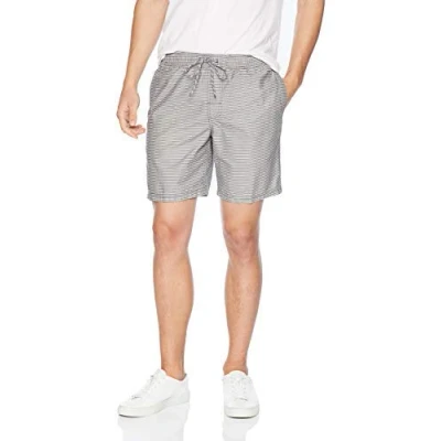 Immagine di Amazon Essentials Bermuda con Coulisse e Cucitura Interna da 20,32 cm dalla vestibilità Comoda (Disponibili in Taglie Forti) Uomo, Grigio/Righe, XS