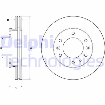 Immagine di DELPHI BG9140C Disco freno 302 32 6 ventilato rivestito non trattato senza cuscinetto ruota, anello sensore ABS FORD: Ranger Mk3