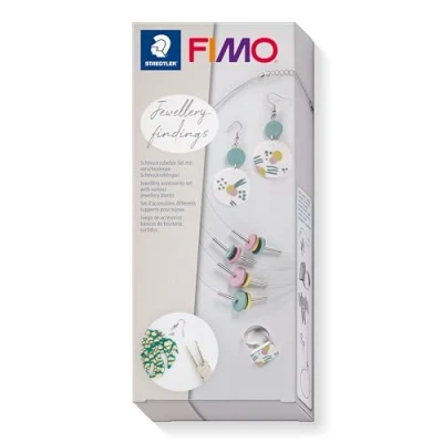 Immagine di STAEDTLER 8625 SET2 FIMO Accessori assortiti per gioielli in argilla polimerica (tra cui anello quadrato, collana a strati e fili gancio)