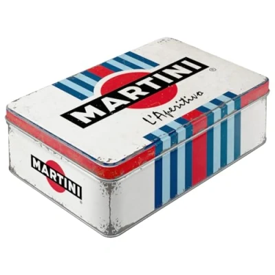 Immagine di Nostalgic Art Contenitori in latta retrò piatti, 2,5 l, Martini L&#039;Aperitivo Racing Stripes Idee regalo accessori da bar, Official License Product (OLP), scatola con coperchio, design vintage