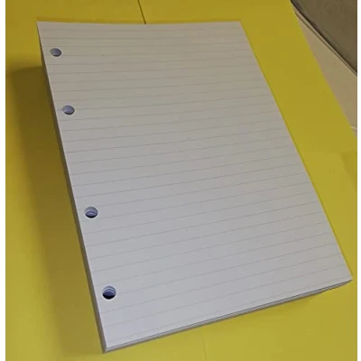 Immagine di 200 Fogli (400 Pagine) con 4 buchi in Formato A5 14,5 x 20,5 cm. per raccoglitore anelli Righe 7 mm. Carta 120G/Mq