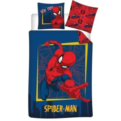 Immagine di Parure da letto Spiderman in flanella, 100% cotone, copripiumino 140 x 200 cm + federa 65 cm, perfetta per l&#039;inverno