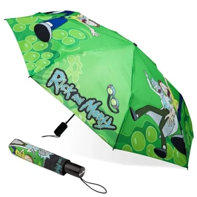 Immagine di Rick and Morty Ombrello Pieghevole Mini Tascabile da Pioggia per Ragazzi Portatile Viaggio Resistente