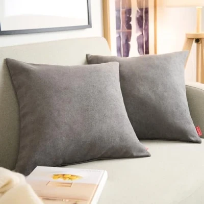 Immagine di Blumtal Federe Cuscini Divano in Ciniglia, Copricuscini Divano, Cuscino 2 Pezzi, 50 x 50cm, Antracite