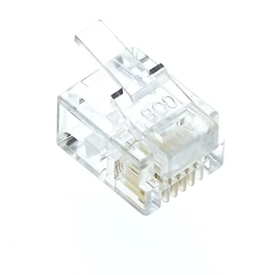 Immagine di Connettore, 6P4C, RJ11, Spina Modulare Telefonica Connettore Per Cavo Telefonico, Compatibile Con Fili Pieni E A Trefoli, Adattatore Jack Piatto Terminale Crimpare Confezione Da 10