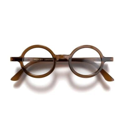 Immagine di LONDON MOLE Occhiali da lettura Moley rotondi Uomo Donna Unisex Cerniere a molla Marrone trasparente lucido ingrandimento +2.0
