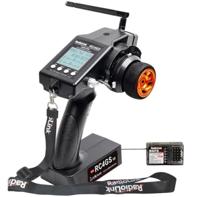 Immagine di Radiolink RC4GS V3 Trasmettitore RC a 5 canali e ricevitore giroscopico R6FG Telecomando di superficie da 2,4 GHz per cingolato, camion, auto, barca