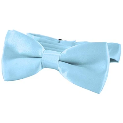 Immagine di DonDon Papillon bambino e Ragazzo Ragazzi annodato regolabile 9 x 4,5 cm effetto seta lucido blu chiaro
