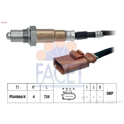 Immagine di FACET 10.8536 Sonda lambda riscaldato, planare, Filettatura prelubrificata VOLKSWAGEN: CADDY 4 Kasten