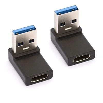 Immagine di Tomost Up Adattatore angolare da USB C a maschio, 90 gradi tipo femmina 3.0 convertitore per computer portatili e caricabatterie (fino 2 pezzi)
