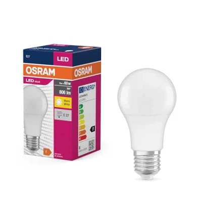 Immagine di OSRAM Lampada LED a stella Classic A60 per socket E27, forma della pera, fr, 806 lumen, bianco caldo, 2700k, sostituzione lampadine da 60w convenzionali, non dimmerabile, 10 pacchetti