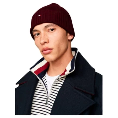 Immagine di Tommy Hilfiger FLAG Beanie Unisex Berretto, Taglia: One Size, Deep rouge