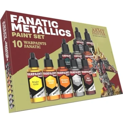 Immagine di The Army Painter Warpaints Fanatic: Metallics Miniature Paint Set, 10 Vernici Acriliche Metallizzate da 18ml, Incl. Oro, Rame, Metallo, Bronzo e Argento