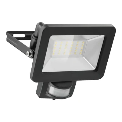 Immagine di goobay 53881 proiettore LED rilevatore di movimento da esterno 30W / sensore PIR IP44 luce bianca neutra 2550 lm/proiettore a parete/proiettore giardino/nero