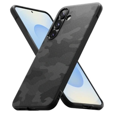 Immagine di Ringke Onyx Compatibile con Cover Samsung Galaxy S25 Plus, Custodia Calza Perfettamente Antiscivolo Anti Impronte Graffio Resistente Stile Militare Antiurto Camo Black