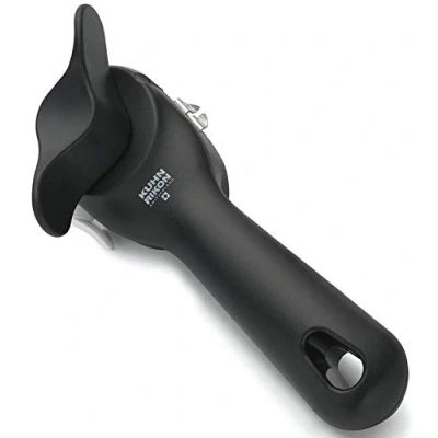 Immagine di KUHN RIKON Auto Safety apriscatole grigio, di sicurezza, senza bordi taglienti, raccoglie automaticamente il bordo della lattina, pulito e sicuro, 5,8 x 9 18,5 cm