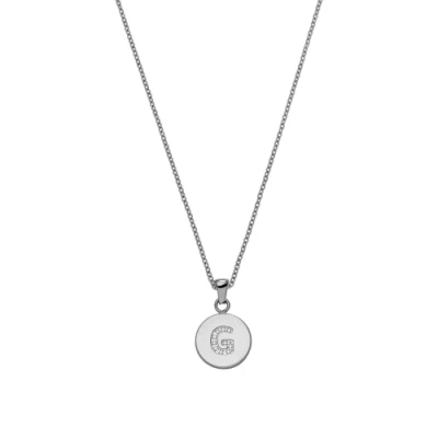 Immagine di PURELEI® collana G Coin (oro, argento), donna lunga con iniziale e pietre preziose, ciondolo lettera in acciaio inossidabile, regolabile da 50 a 55 cm