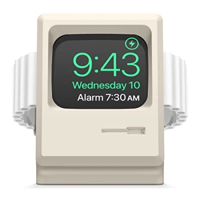 Immagine di elago W3 Stand Compatibile con Apple Watch Serie 10/9/8/7/6/5/4/3/2/1/Ultra 2/Ultra/SE 2/SE (49mm 46mm 45mm 44mm 42mm 41mm 40mm 38mm), Modalità Supporto Notturno (Bianco Classico)