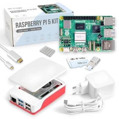 Immagine di Raspberry Pi 5 8 GB Starter Kit 128 Card Alimentatore Ufficiale USB C 27 W Alloggiamento con Ventola Cavo Micro HDMI 4K 1 m Dissipatore di calore
