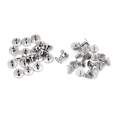 Immagine di 20Pz Poste a vite piatte in ottone Rivetti Viti Dado testa piatta resistente per chiodi Forniture riparazioni artigianali pelle Argento(5mm)
