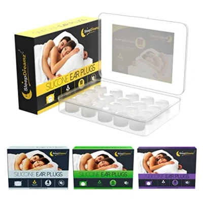 Immagine di tappi per le orecchie premium dormire (10 paia, bianchi), morbidi in silicone con cancellazione del rumore un sonno tranquillo e ininterrotto di SleepDreamz