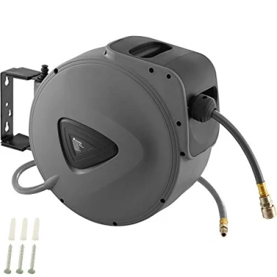 Immagine di tectake 800801 Tubo ad Aria Compressa con Avvolgitubo, Riavvolgimento Automatico Fermatubo, Supporto a Muro Removibile, Accessori per Utensili Pneumatici disponibili in diverse misure (20 m)
