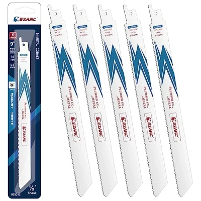 Immagine di EZARC Lame per Sega a Gattuccio Bimetallica Cobalto R922PM 225mm 14TPI Taglio dei Metalli 5 pezzi