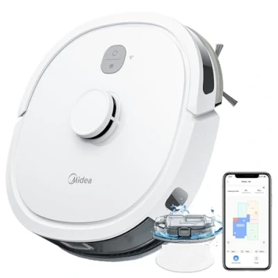 Immagine di Midea M6 Robot Aspirapolvere Lavapavimenti con Mappatura,Aspirapolvere Robot,LiDAR Laser,Autonomia 140min,Potenza Aspirazione 2000Pa,App Control,Robot per Pulizia Domestica/Peli Animali