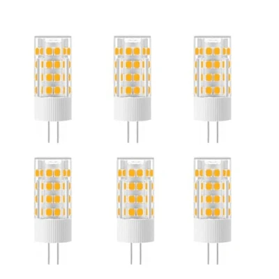 Immagine di Confezione da 6 lampadine LED G4 5W equivalenti a 50W, 51 LED, 500 lumen, angolo di fascio 360 gradi, AC/DC 12V, non dimmerabile, 3000K bianco caldo