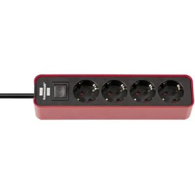 Immagine di Brennenstuhl 1153240070 Multipresa con interruttore 4 vie Rosso, Nero Schuko 1 pz.