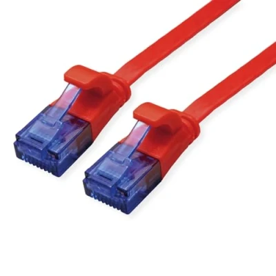 Immagine di Value 21.99.2023 RJ45 cavo di rete, patch CAT 6A U/UTP 3.00 m Rosso (chiaro) non schermato, piatto, contatti connettore dorati 1 pz.