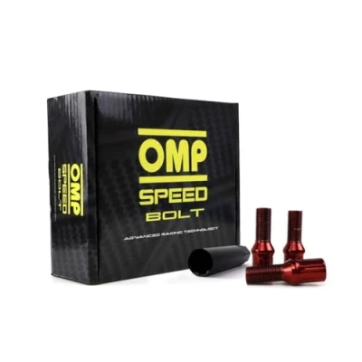 Immagine di OMP SPEED Set di 20 viti a ruota con metrica M14X1.25 Chiave da 17/19 Lunghezza filettata 27 mm, colore rosso e materiale DIN 10,9