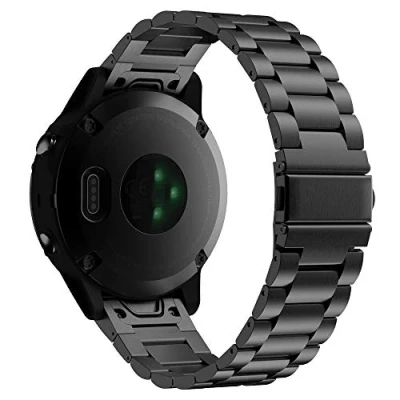 Immagine di MoKo Cinturino Compatibile con Garmin Fenix 7/5/5 Plus/6/6 Pro/Epix Gen 2/Forerunner 935/945/Approach S62/Instinct 2, 22mm Quick Fit Braccialetto in Acciaio Inossidabile Chiusura Pieghevole Nero