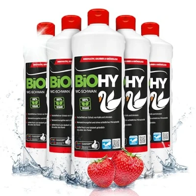 Immagine di BiOHY WC Cigno (6 bottiglie da 1l) Gloss Power Gel per una pulizia igienica fino al bordo impedisce la formazione di calcare e incrostazioni urina (WC Schwan)
