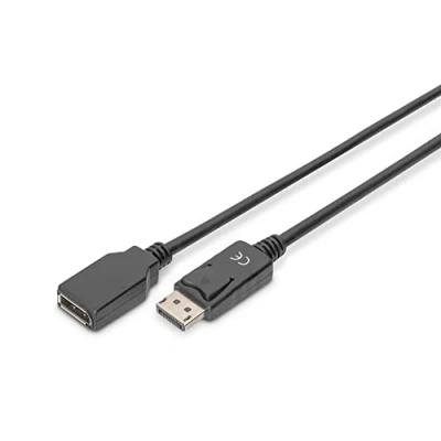 Immagine di DIGITUS Cavo di prolunga DisplayPort DP 1.2 M/F 2,0 m UHD 4K/60Hz con Blocco Nero