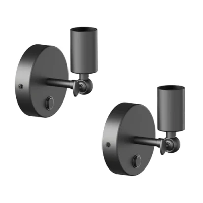 Immagine di ledscom.de 2 pz. applique FETRO, interruttore, nero opaco, rotondo, 1x E27 max. 60W