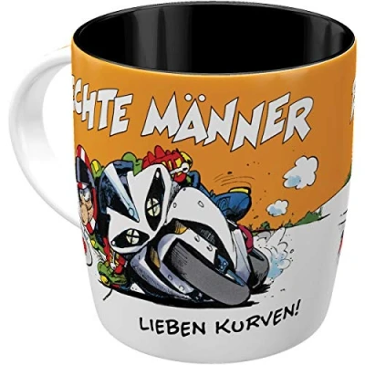 Immagine di Nostalgic Art caffè retrò MOTOmania Uomini &amp; Curve Regalo per Motociclisti, Divertente Tazza Grande con Scritta