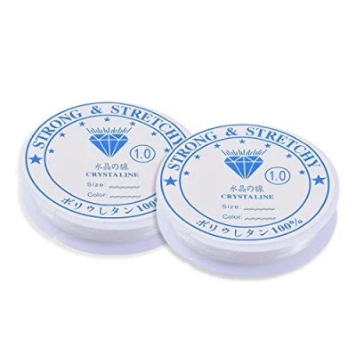 Immagine di Filo di perline trasparente,Filo elastico per bracciali,Filo nylon elastico,Filo da pesca trasparente,Fili braccialetti,Filo collane,Elevata elasticità,Circa 4m,2pezzi(1,0mm)