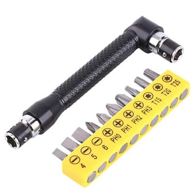 Immagine di Fydun 10 Lots Head L Wrench 1/4 &quot;Chiave esagonale a doppia testa con vari utensili manuali per cacciavite + 90 degree screwdriver micro cricchetto gradi