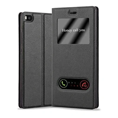 Immagine di Cadorabo Custodia Libro per Huawei P8 in NERO COMETA con Funzione Stand e Chiusura Magnetica Portafoglio Cover Case Wallet Book Etui Protezione