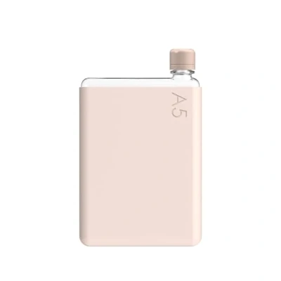 Immagine di memobottle A5 (corallo pallido) 750 ml Bottiglia, custodia in silicone e coperchio Bottiglia d&#039;acqua sottile per borse, accanto a libri computer portatili Tritan senza BPA moderno
