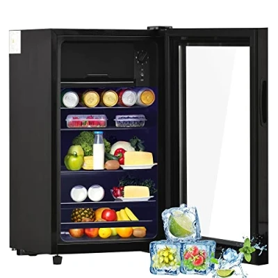 Immagine di kubeier Frigorifero Piccolo, minifrigo con cella Freezer, Porta in Vetro, frigo bibite Silenzioso 6L+70L, 0 10C, Birra 76 Litri, Ripiani Regolabili, Classe energetica F