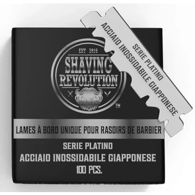 Immagine di Shaving Revolution Lametta Barba Professionale x100 Lamette Rasoio A Mano Libera Lame 100 Conteggi Per In Acciaio Inossidabile
