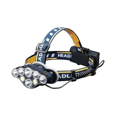 Immagine di GRIFEMA GD303 Torcia frontale a LED, ricaricabile, 8 modalità, IPX45, impermeabile, leggera, per la corsa, il campeggio, pesca, le escursioni