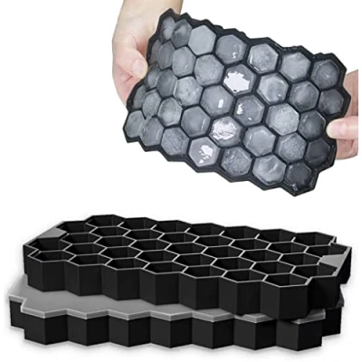 Immagine di Jisile Stampo per Cubetti di Ghiaccio in Silicone, Confezione da 2 Pezzi, Riutilizzabili Con Coperchio, Fino a 74 Cubetti, senza BPA, Birra, Cocktail, Whisky, Caffè, Snack Bambini, Puree