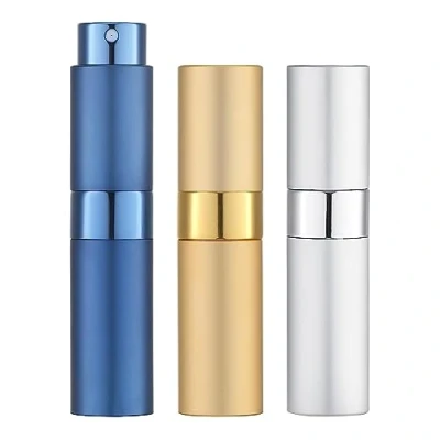 Immagine di Toureal 8ML Spruzzino Nebulizzatore Piccolo (3 Pezzi) Porta Profumo da Viaggio, Atomizzatore (Oro Argento Blu)