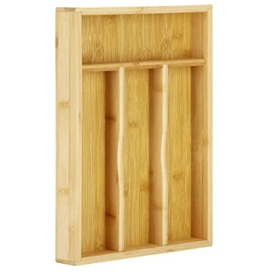Immagine di SPRINGOS Portaposate in bambù per cassetti cucina 4 scomparti 25 x 34 4,5 cm