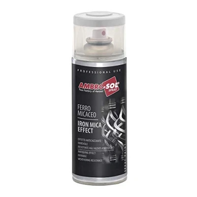 Immagine di Ambro Sol V400MIC2 Smalto / Vernice Effetto Ferro Micaceo, Ideale per Verniciare Interni, Esterni e Complementi d’Arredi, Bomboletta Spray in Banda Stagnata Riciclabile 400 ml, Grigio Chiaro